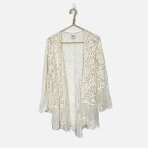 L Space Revolve XS/Small Ivory White Lace Swim‎ Open Front Boho Coverup